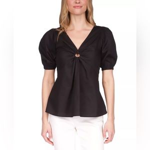 Michael Kors Women's Poplin V-Neck Ring Top